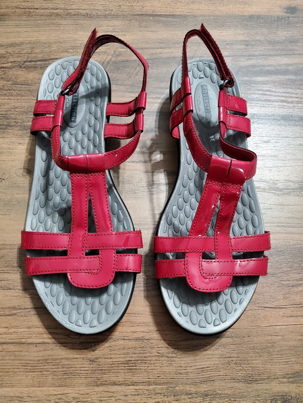 Clarks Red Strappy Comfort Sandals